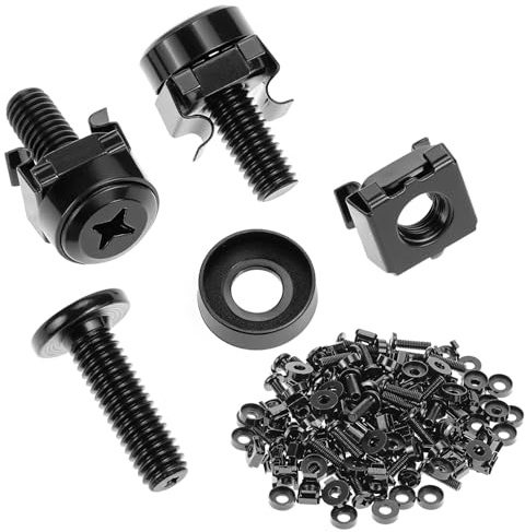 QWORK® 50 Pezzi dadi a gabbia M6x20mm, nero, per rack patchpanel e case per server