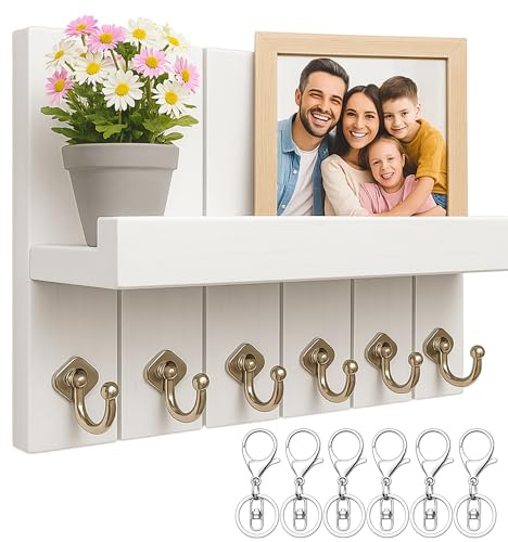 Colgador de Llaves Pared 6 Ganchos y 6 Llaveros – Cuelga Llaves 30*20*12cm