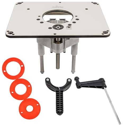 JessEm Rout-R-Lift 3.5XT Router Lift System – Heavy-Duty Aluminum with Phenolic Top Plate – Precision Height Adjustment – Easy Installation with Twist Lock Inserts and Above-The-Table Bit Changes