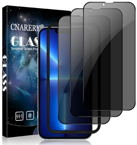 Cnarery 3 Pack for iPhone 13 Pro Max/14 Plus Privacy Screen Protector, Anti-Scratch, Anti Spy, Case-Friendly, Full Coverage 9H Tempered Glass Film With Installation Frame, 6.7 Inch