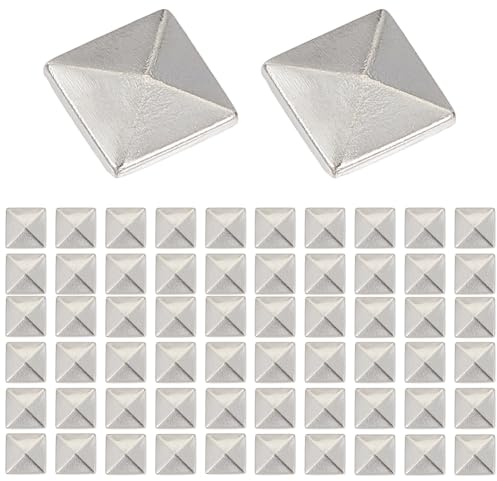 CABODYALS 1 scatola 400 pezzi 7mm Borchie Quadrate Piramidali Argento Metallo Ferro Da Stiro Sfuso Retro Piatto Ottone Punk Fissaggio A Caldo Borchie Colla su Rivetti Cabochon Set di Aneto Accessori p