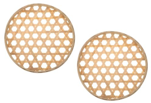 Uonlytech Passoire Bambou Panier Tressé 2pcs Tamis de Séchage en Bambou pour Organiser Aliments et Riz Maison