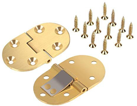 Scharnier für Butlertablett-Klapptische aus massivem Messing, 6,3 x 3,8 cm, mit Schrauben, satiniertes Finish, goldfarben, 2 Stück