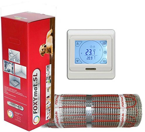 elektrische Fußbodenheizung FOXYMAT.SL RAPID (200 Watt pro m²) mit Thermostat QM-BLUE-TS, 3.5 m² (0.5m x 7m)