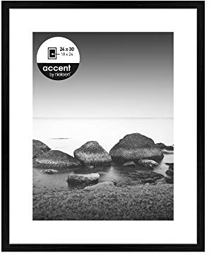 accent by nielsen Holz Bilderrahmen Aura, 24 x 30 cm, Schwarz | Holz (MDF) Rahmen mit Passepartout im Hoch- & Querformat zum Aufhängen Schwarz matt Echtglas