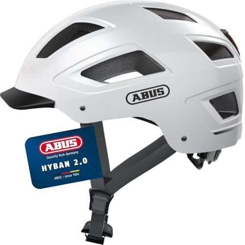 ABUS HYBAN 2.0 Fahrradhelm, Weiß (Polar White), XL