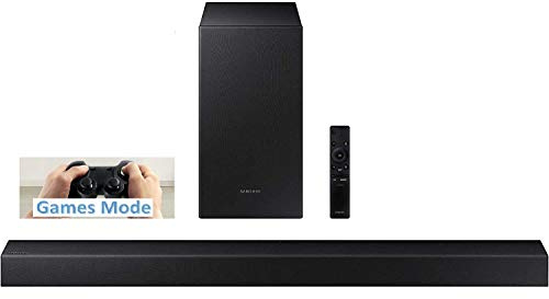 Samsung HW-T450/XU Wireless sound bar 2.1 channels 200 W-RMS , Dolby Digital, Smart Mode, Active Wireless subwoofer, Games Mode inc. Wall brackets , Black (UK Model)- Inc .Samsung Accessory wallet