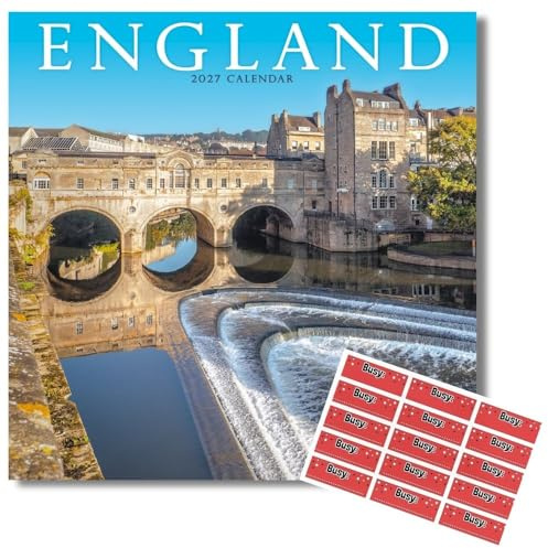 Avonside England 2027 Calendar with Organisational Stickers, 16 Month Square Wall Calendar (Sept 2026 - Dec 2027), UK Planner with England Views, For Travellers, Home or Office, 11.6 x 11.6 in