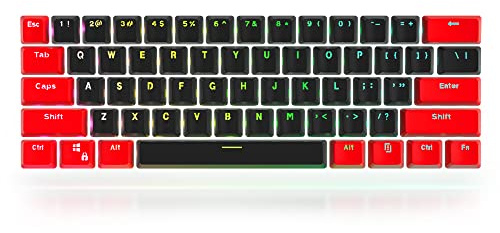 Guffercty kred GTSP Red and Black Keycaps 60% Percent PBT Key Cap Set with 6.25U Space Key for Cherry MX Gateron Kailh Switches GK61 Gaming Keyboard (Only keycaps)