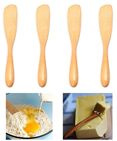 Lulullaby 4 Stück Käsemesser, Butter Knife, Buttermesser, Einem Marmeladenlöffel, Buttermesser Aus Holz, Gewürze, Sandwich, Erdnuss, Marmelade, Streuer, Kuchenmesser Für Küche Und Restaurant