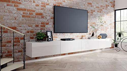 4housedesign® tv Hängend Sideboard Wohnzimmer | Fernsehschrank Weiß 240cm