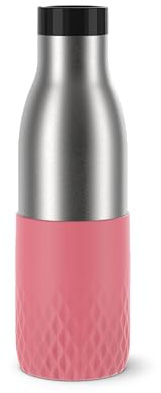 Tefal Gourde 0,5 L, Acier inoxydable 18/10, Hermétique, Manchon silicone, Ergonomique, Maintien boissons chaudes 12h et froides 24h, Compatible lave-vaisselle, Bludrop Sleeve corail N3110810