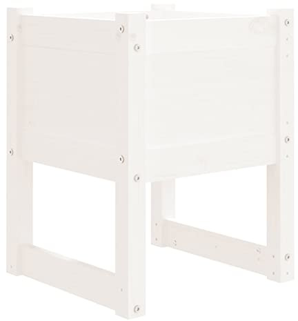 vidaXL Jardinera Madera Maciza de Pino Blanco 40x40x52,5 cm