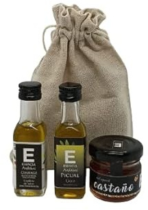 Aceite oliva virgen extra Personalizado 20 ml, Miel Castaño 30 gr regalo eventos regalo bodas bolsitas bolsas regalo saquitos regalo (2 Botellas A.O.V.E 20 ml + Tarro Mermelada 30 gr, 15 Unidades)