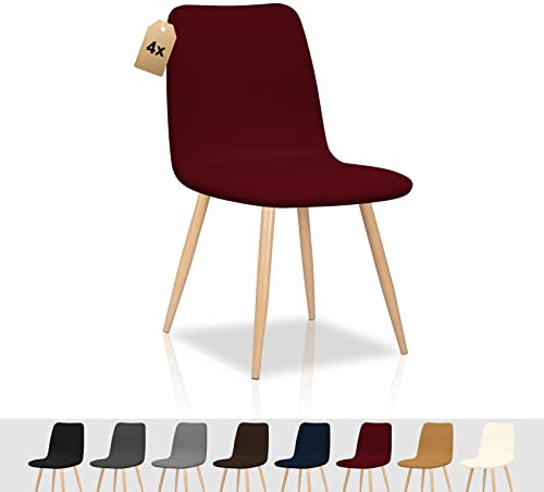 FIGOOO Stuhlhussen 4er Set Strech Stuhlhussen Skandinavisch Universal Abnehmbar Waschbar Schonbezüge Stuhlbezug für Küchenstühle Hotel Bankett(Weinrot,4pcs)
