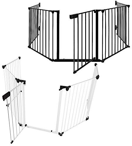 THINFAR Zäune für Kinder, Treppenschutz für Kinder, Sicherheitsgitter für Hunde, Schutzgitter für Kamin, Metall, 5 Stück, Schwarz