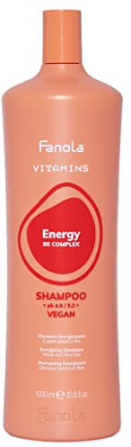 Fanola vitaminer energigivande schampo, skonsamt rengöringsschampo med energigivande och toning Action, berikad formel med vitamin B och E, 1 000 ml