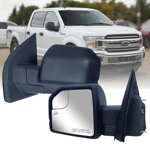 Replacement Driver Left Side Door Mirror Manual Folding Power Adjustment Glass No Heated No Signal Light Textured Back Cover For Ford F-150 from 2015 to 2020