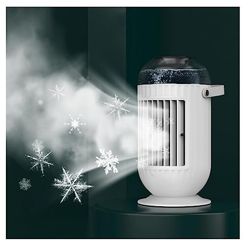 BAIYUN Aire Acondicionado Portatil Camper, 4 en 1 Reducido Humidificador | Mini Enfriador De Aire con 3 Colores | 3 velocidade y 2 Modos de pulverización para Oficina, hogar