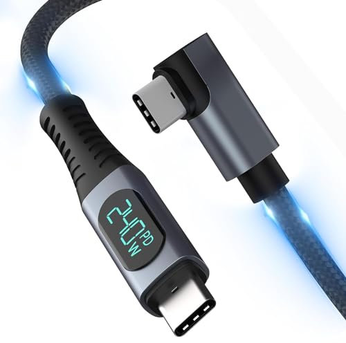 Sikai Câble USB 4 240w pour Thunderbolt 3, 3.3ft Câble USB C avec écran LCD 8K@60Hz Câble Thunderbolt 3 40gbps, Câble de Charge Rapide pour MacBook Pro/air iPad pixel / ps5 (prise incurvée)