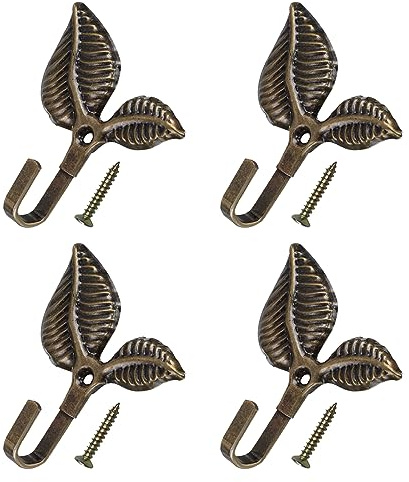 METALLIXITY Ganchos para Cortinas (75mm/3) 4Pcs, Soporte para Cortinas Montado En Pared De Metal Porta Borlas - para Cortinas Y Drapados De Hogar, Tono Bronce