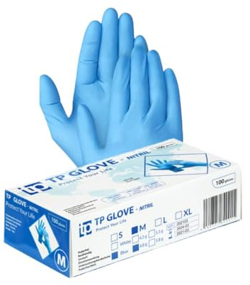 Gedikum Lote de 100 guantes desechables de nitrilo sin polvo ni látex Azul Tallas XS, S, M, L, XL y XXL