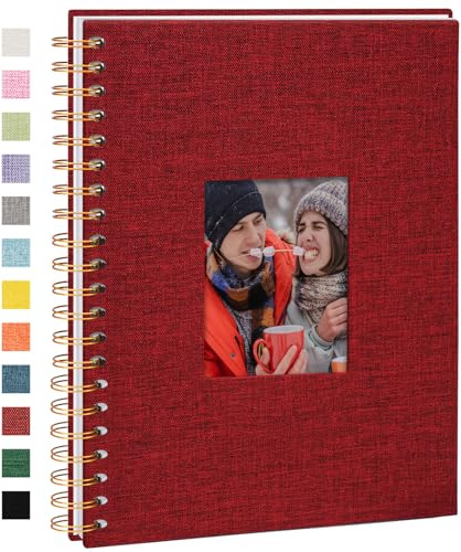 Vienrose Fotoalbum zum Selbstgestalten 28x20,5 cm, säurefreie | 40 Blätter 80 Weißen Seiten, DIY Scrapbook Spiralalbum, Leinen zum Einkleben für Hochzeit Baby Familien Jahrestag Geburtstag