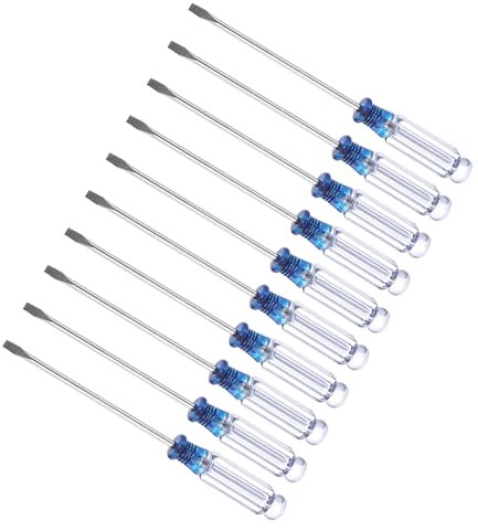 CoCud Cacciavite a Taglio Mini, Dimensione 3,0mm Lunghezza 127mm, Cacciaviti a Testa Piatta Acciaio al Carbonio con Manico Antiscivolo per Occhiali, Orologi o Laptop, 10pz
