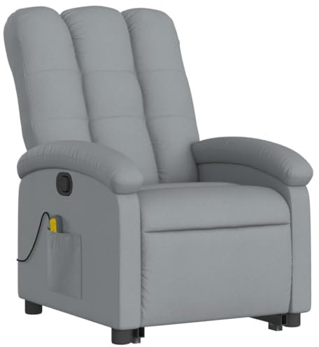 vidaXL Massagefåtölj med uppresningshjälp ljusgrå tyg, fåtölj, fåtölj med uppresningshjälp, reclinerstol, fåtöljer, fåtöljer med uppresningshjälp