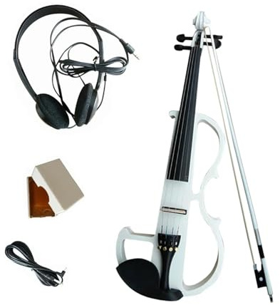 Set Violino Elettrico Con Raccordi Violino Con Custodia Rigida Acousti Arco Per Violino Cavo Per Cuffie Custodia Per Il Trasporto Accessori (Color : White)