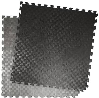 DONATIF Tapis de sol en tatami pour salle de sport puzzle, épaisseur 4 cm, 1 dalle tatami 100x100 cm, Sol en Eva pour salle de sport, Sol anti-traumatisme (Noir/Gris)