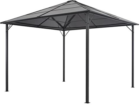 Tidyard Tonnelle avec Toit Aluminium 3x3 m Noir, Tent de Réception, Gazebo Pavillon de Jardin Extérieur Belvédère pour Camping, Festival, Fête, Marriage, BBQ, Terrasse, Plage