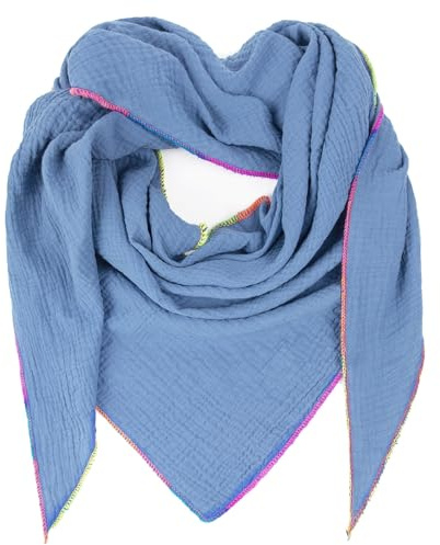 Glamexx24 Schal für Damen Herren Musselin Dreieck Winterschal Baumwollschal Halstuch mit Farbverlauf an der Naht Sehr warm und weich auf der Haut Made in Italy