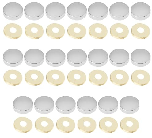 VGOL 20 Sets de Vis en Alliage de Zinc de 19mm Capuchons Décoratifs Clous de Miroir Couvercle Décoratif Argenté pour Armoires Décoratives Meubles en Verre avec Joint de Trou de 6mm