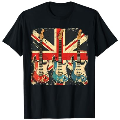 Vintage Gitarre British Jack Union Flag Rock Guitarist T-Shirt