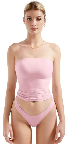 SUUKSESS Women Sexy Tube Top Summer Y2K Going Out Vest Double Lined Basic Tank Top