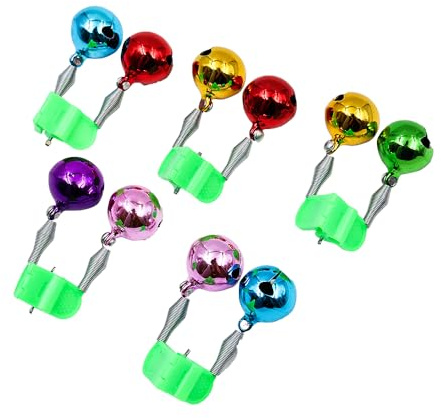 ZONADAH Angelnieten, Alarmglocken zum Angeln, Bissanzeiger für Angelruten, Warnglocken zum Meeresangeln, Angelglocken-Clips, Angelwerkzeug, Doppelring-Anzeige, 5 Stück
