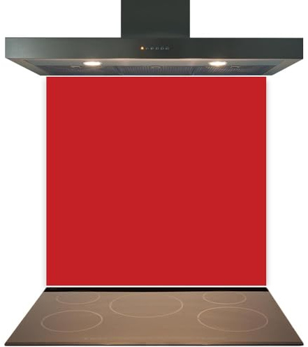 C2G Coloured Toughened Glass Splashback for Kitchen, Tempered Heat-Resistant Glass Splashbacks with Polished Edges for Cooker and Hob Backsplash (Red, 60 x 60cm)