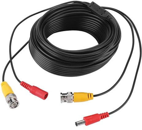 TIKATARER Câble TV, Câble Ve Direct avec Effet Professionnel BNC et 2,1 Mm 10 M de Long pour Système de Caméra de sécurité (20m)