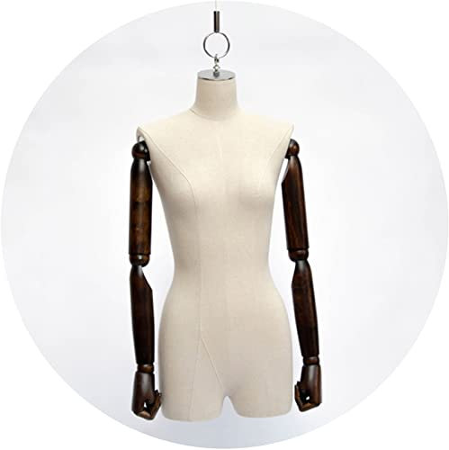 CVNIMV Schaufensterpuppenkörper, Torso, weiblich, zum Aufhängen, Kleiderständer, Kleiderpuppen im Halbmaßstab, mit Arm aus Massivholz, verstellbarem 150 cm Seil, gebrauchter Stä