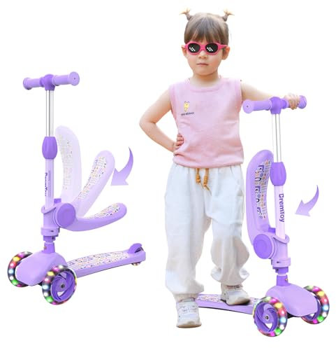 BremToy Monopattino per Bambini con Sedile da 2 3 4-8 Anni, Regolazione dell'altezza a 4 livelli,Ruote Luminose a LED,Regali per Bambini,Regalo di Natale