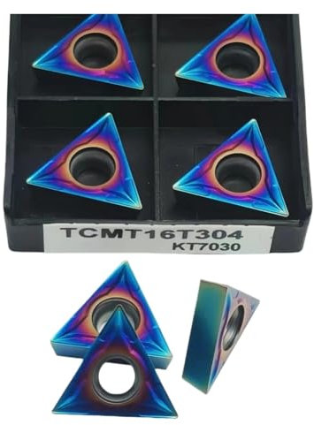 Herramienta de torneado, torneado externo de carbu 10 Uds TCMT16T304 TCMT16T308 KT7030 herramienta de torneado interno de aleación dura herramientas de corte de torno de Metal(TCMT16T304 KT7030)