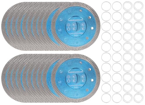 HARFINGTON 50pcs Diamond Saw Blade 4.5 Dia 7/8 Arbor Circular Cutting Wheel Durable Circular Saw Blade for Masonry Tile Marble Ceramics Concrete Cement Brick, Blue