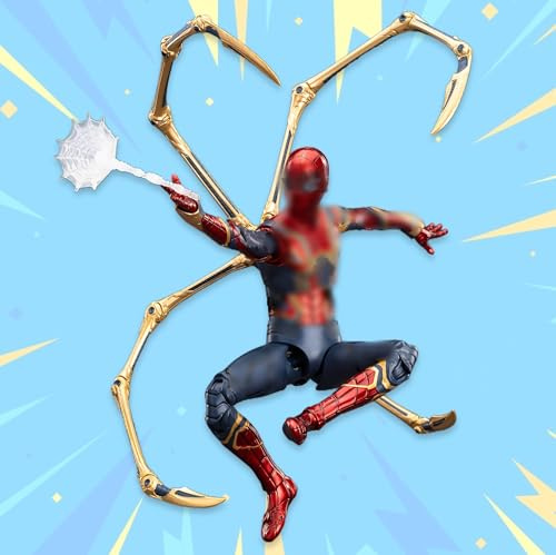LonullyMege Iron Spider - Figuras de acción de 7 Pulgadas, Escala 1/10, Todas Las articulaciones, superhéroe movible, Serie 2.0, Juguete de colección Exquisita