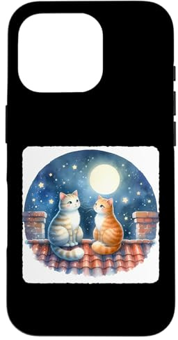 Colas de gatos cordel en techo estrellado iluminado por la luna Carcasa para iPhone 16 Pro