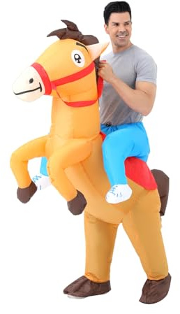 FXICH Disfraz de caballo inflable para adultos/niños, unisex, disfraz de caballo de paseo en caballo, disfraz divertido de caballo para Halloween, carnaval (L:150-190CM)