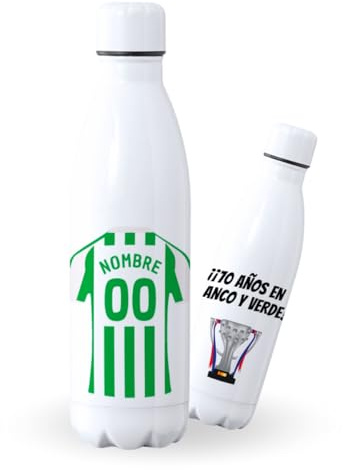 DEREGALOOS Botella de agua de Acero Inoxidable Personalizada equipo de Fútbol 2 División. Botella termo personalizada deportiva. 500 ml Regalo Original para Aficionados del Futbol. (Córdoba)