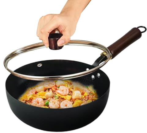 Générique Poêle Wok Japonaise | Poêle En Fer Japonais Forgé À La Main Antiadhésive | Poêle Forgé À La Main Sans Revêtement Épaisse Pour Cuisson Naturelle Cuisinière À Induction Cuisine Maison