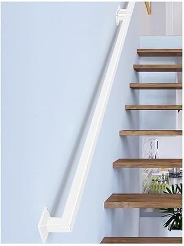 Escalera il de pared fácil de instalar para escalones de interior/exterior, 100 cm, pasamanos blanco para escaleras, porche, cubierta, soluciones seguras y elegantes de seguridad para escaleras