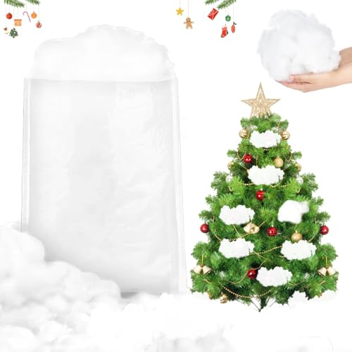 JIEBAO Kunstschnee Deko, 160g Watte Deko Weihnachten, Indoor Schnee für Weihnachtsdörfer Oder Weihnachtskrippen